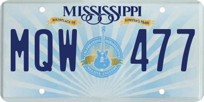 MS license plate MQW477