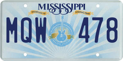 MS license plate MQW478