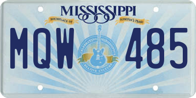 MS license plate MQW485