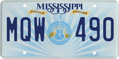 MS license plate MQW490