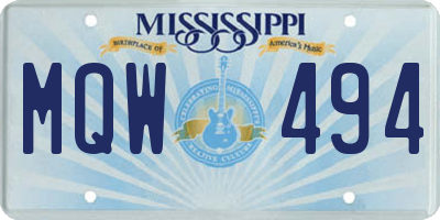MS license plate MQW494