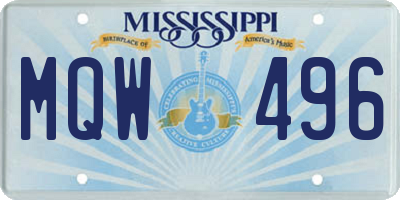 MS license plate MQW496
