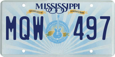 MS license plate MQW497