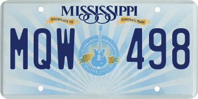 MS license plate MQW498