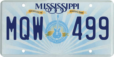 MS license plate MQW499