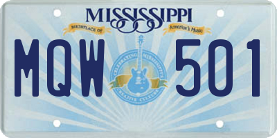 MS license plate MQW501
