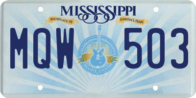 MS license plate MQW503