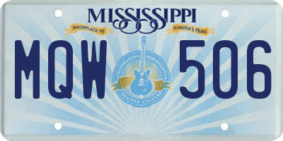 MS license plate MQW506