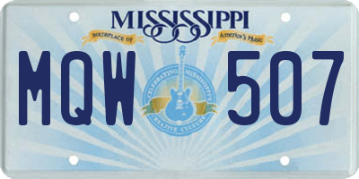 MS license plate MQW507