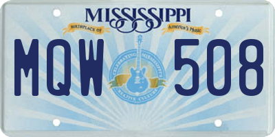 MS license plate MQW508