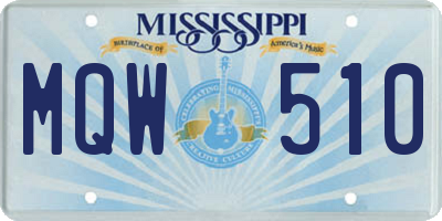 MS license plate MQW510