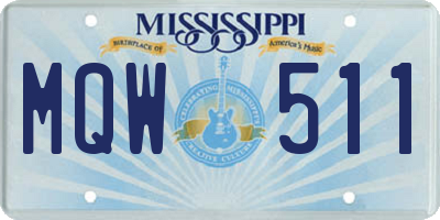 MS license plate MQW511