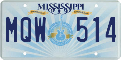 MS license plate MQW514