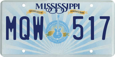 MS license plate MQW517