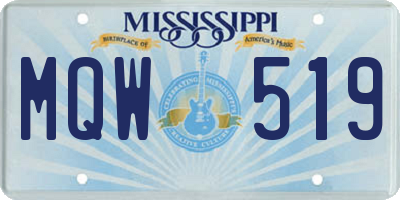 MS license plate MQW519