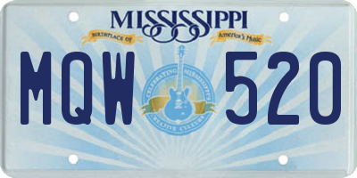 MS license plate MQW520