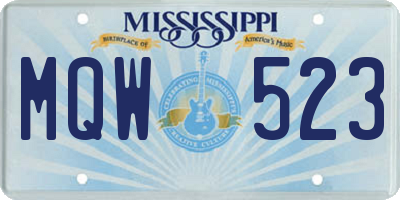 MS license plate MQW523