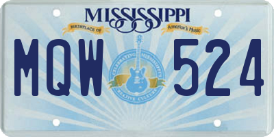 MS license plate MQW524