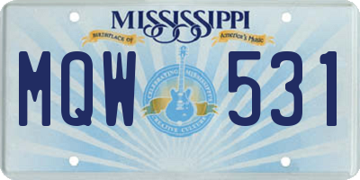 MS license plate MQW531