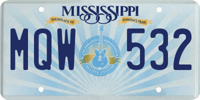 MS license plate MQW532