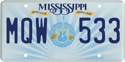 MS license plate MQW533