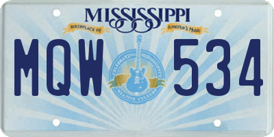 MS license plate MQW534