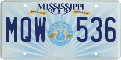 MS license plate MQW536