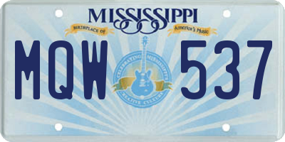 MS license plate MQW537