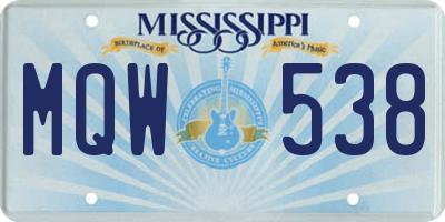 MS license plate MQW538