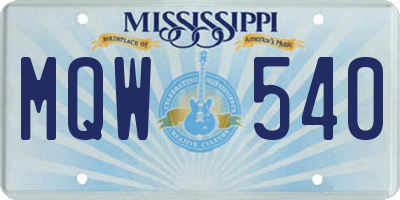 MS license plate MQW540