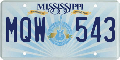 MS license plate MQW543