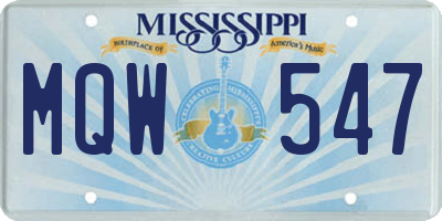 MS license plate MQW547