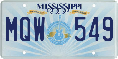 MS license plate MQW549