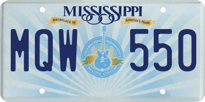 MS license plate MQW550
