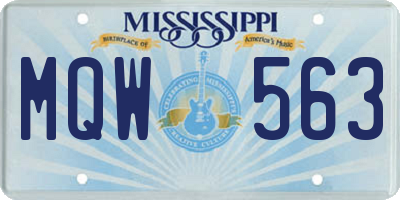 MS license plate MQW563