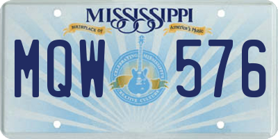 MS license plate MQW576