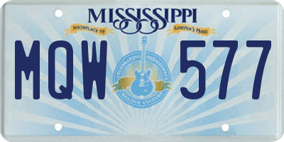 MS license plate MQW577