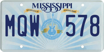 MS license plate MQW578