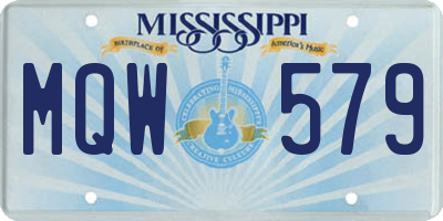 MS license plate MQW579