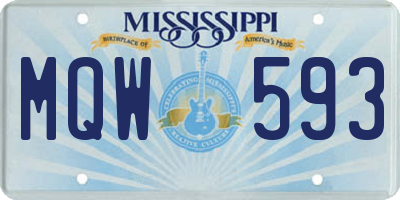MS license plate MQW593
