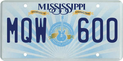 MS license plate MQW600
