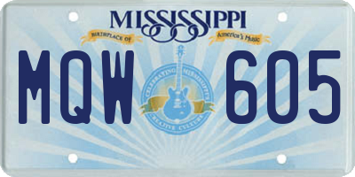 MS license plate MQW605