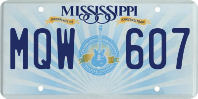 MS license plate MQW607