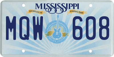 MS license plate MQW608