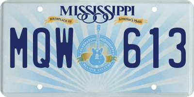 MS license plate MQW613