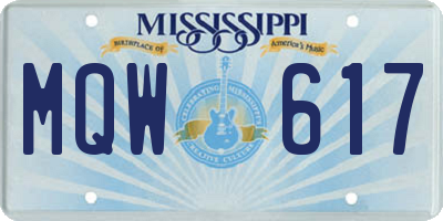 MS license plate MQW617