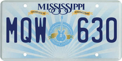 MS license plate MQW630