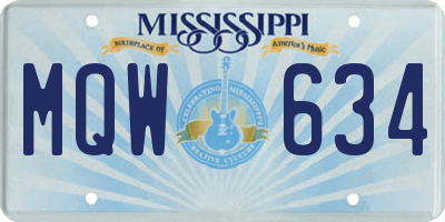 MS license plate MQW634