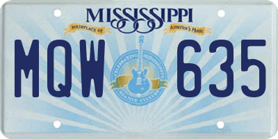 MS license plate MQW635