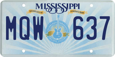 MS license plate MQW637